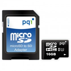 PQI Micro SDHC UHS-1 Class 10 Kartu Memori 16GB + Adapter