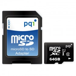 PROMO PQI Micro SDHC UHS-1 Class 10 Kartu Memori 64GB + Adapter
