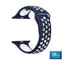OptimuZ Sport Nice Watch Band Strap Breathable Silicone for Apple Watch - 38mm Navy-white