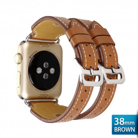OptimuZ Premium Double Strap Leather Watch Band Strap for Apple Watch