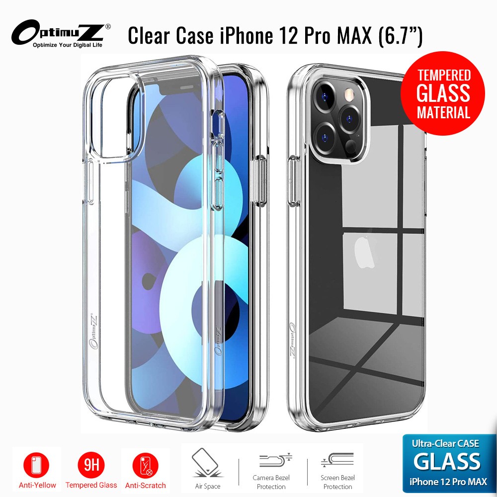OptimuZ Case Transparan Tempered Glass iPhone 12 PRO MAX (6,7 inch)