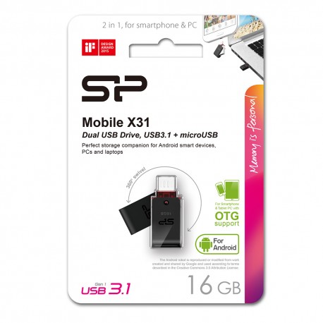 Silicon Power Mobile X31 Flashdisk OTG USB3.2 + microUSB - 128GB