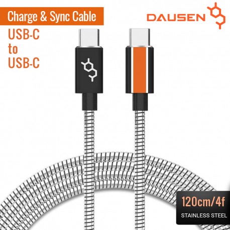 DAUSEN Kabel Data & Charger USB-C ke USB-C - Stainless Steel