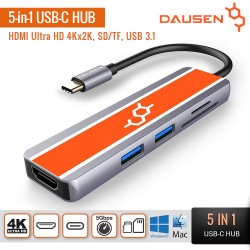 DAUSEN 5-in-1 USB-C Hub HDMI Ultra HD 4K, SD/TF, USB3.1